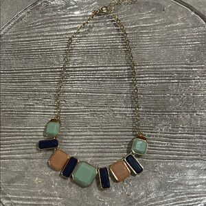 Elegant Gold-Tone Necklace with Multicolor Accents
